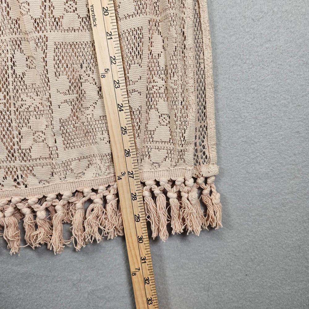 Aerie Crochet Lace Midi Skirt Beige Boho Cowrie Shell Tassel Fringe Coverup New - Picture 5 of 11